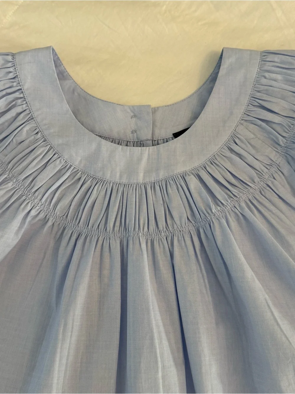 J. Crew Light Blue Smock-neck puff-sleeve top in cotton poplin- Small- like new!